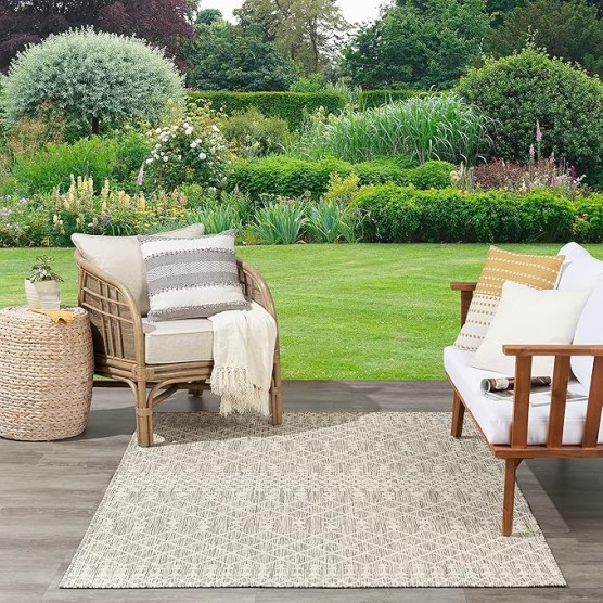 Nourison Positano Indoor/Outdoor Light Grey 9' x 12' Area Rug, Easy Cleaning, Non Shedding, Bed Room, Living Room, Dining Room, Backyard, Deck, Patio (9x12)