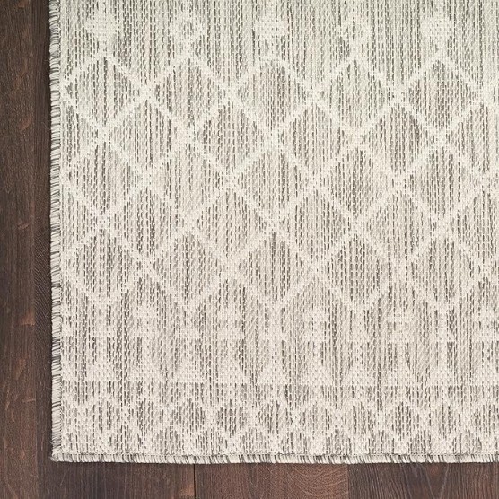 Nourison Positano Indoor/Outdoor Light Grey 9' x 12' Area Rug, Easy Cleaning, Non Shedding, Bed Room, Living Room, Dining Room, Backyard, Deck, Patio (9x12)